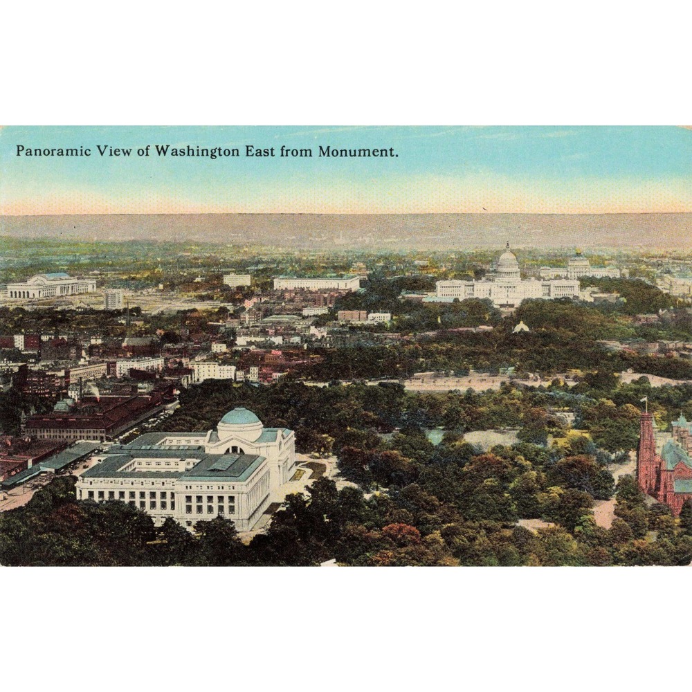 Vintage Panoramic View of Washington East from Monument Postcard B.S. Reynolds